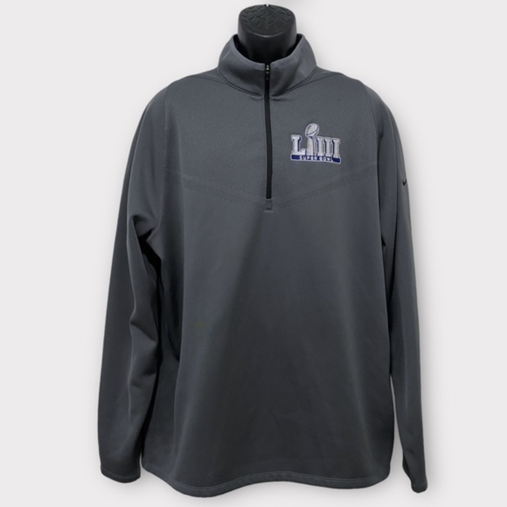 Nike Golf Dri-Fit Mens Super Bowl 53 LIII 2019 Grey 1/4 Zip Pullover Size XL